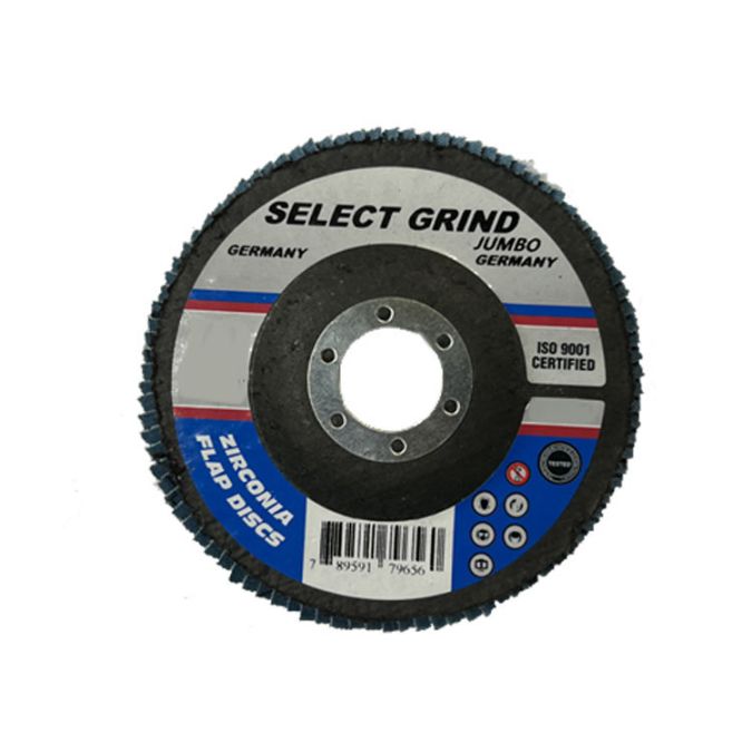 120 GRIT ZIRCONIA FLAP DISC, 4-_" X 7/8" X 7/8", RPM:13,300